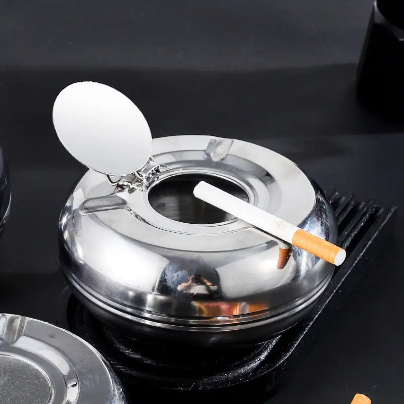 

Stainless Steel Ashtray with Lid Detachable Outdoor Cigarettes Tray Holder for Home Bedroom Office Tabletop Decoration Wholesale