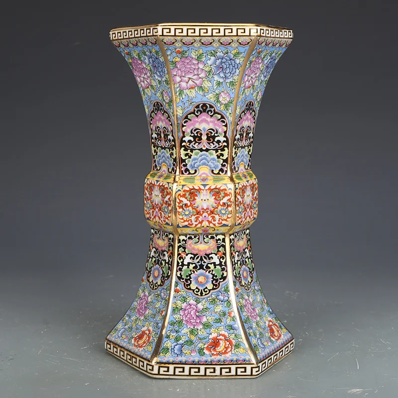 

Jingdezhen Ceramics Decoration Qianlong Enamel Retro Vase Antique Porcelain Antique Hallway Vase