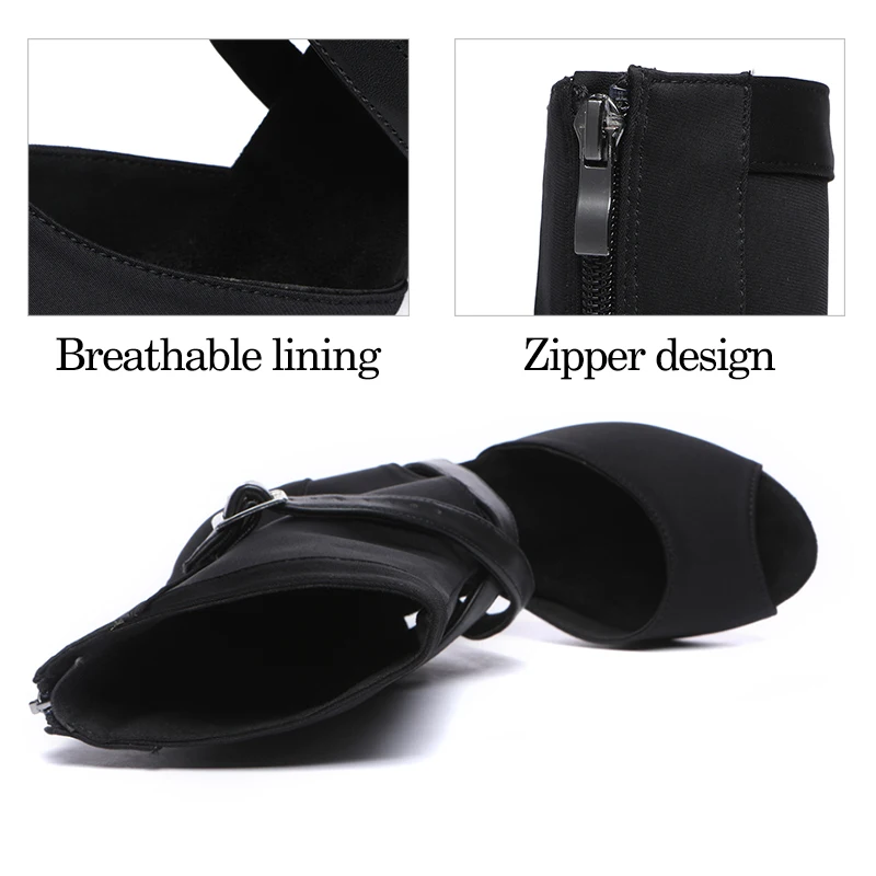 DKZSYIM Stretch Cloth Women Dance Boots Latin Ballroom Dance Shoes Ladies Soft Soles Tango/Jazz Dance Shoes High Heels 3-11CM