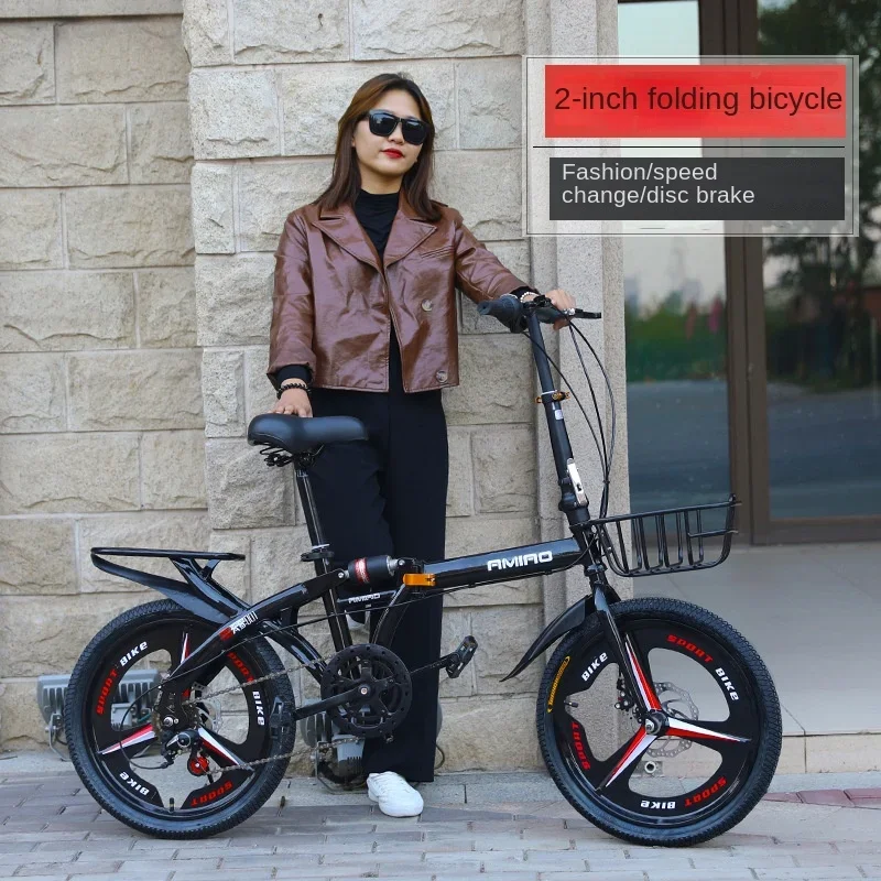 

20" 16 Adult Folding Bicycle Portable Ultra-light Shifting Bicycle Chopper Bike Mountain Bike