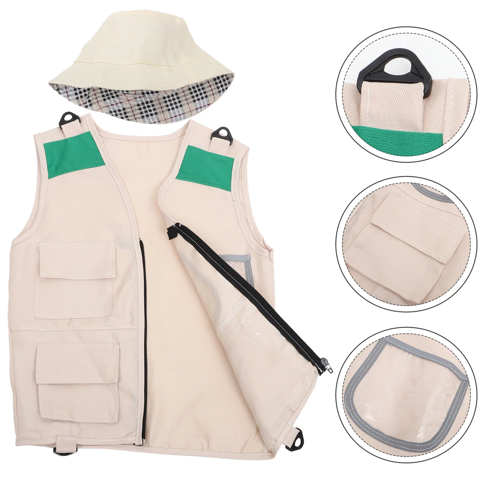 

Stage Costumes Hiking Outfits Performance Kit Outdoor Kids Clothing Set Explorer Vest Child Fabric Hat Exploration Gift