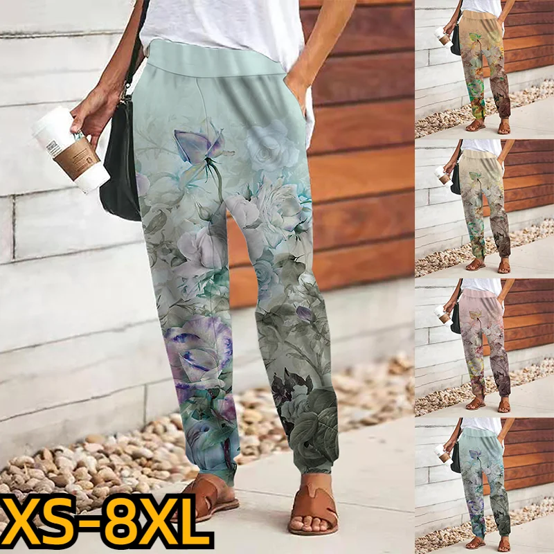 

2023 New Weekend Baggy Full Length Wide Leg Trousers Women's Comfort New Print Pants Blend High Waist Fashion Casual Trousers