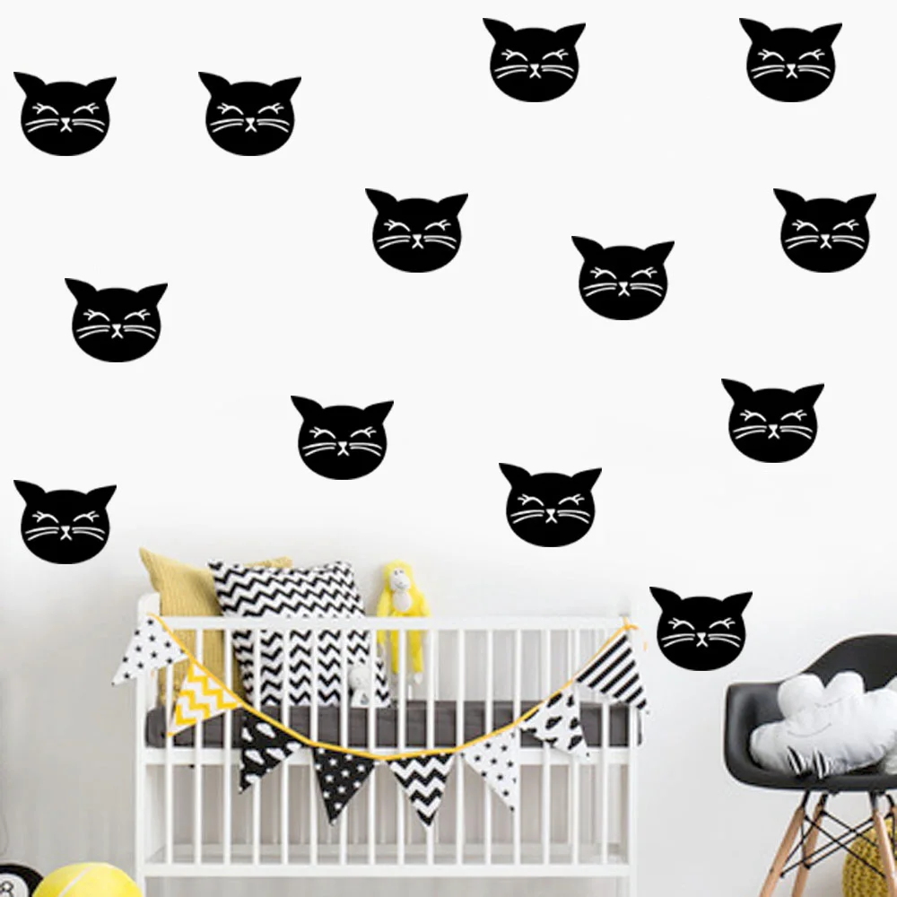 

24 шт., акриловые наклейки на стену в виде головы кошки
