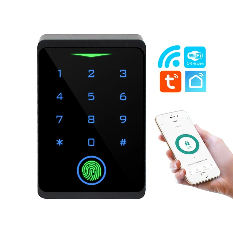 Tuya wifi Standalone Door 125KHz EM Card RFID & Biometric fingerprint Access Control Systems Products with Touch Keypad