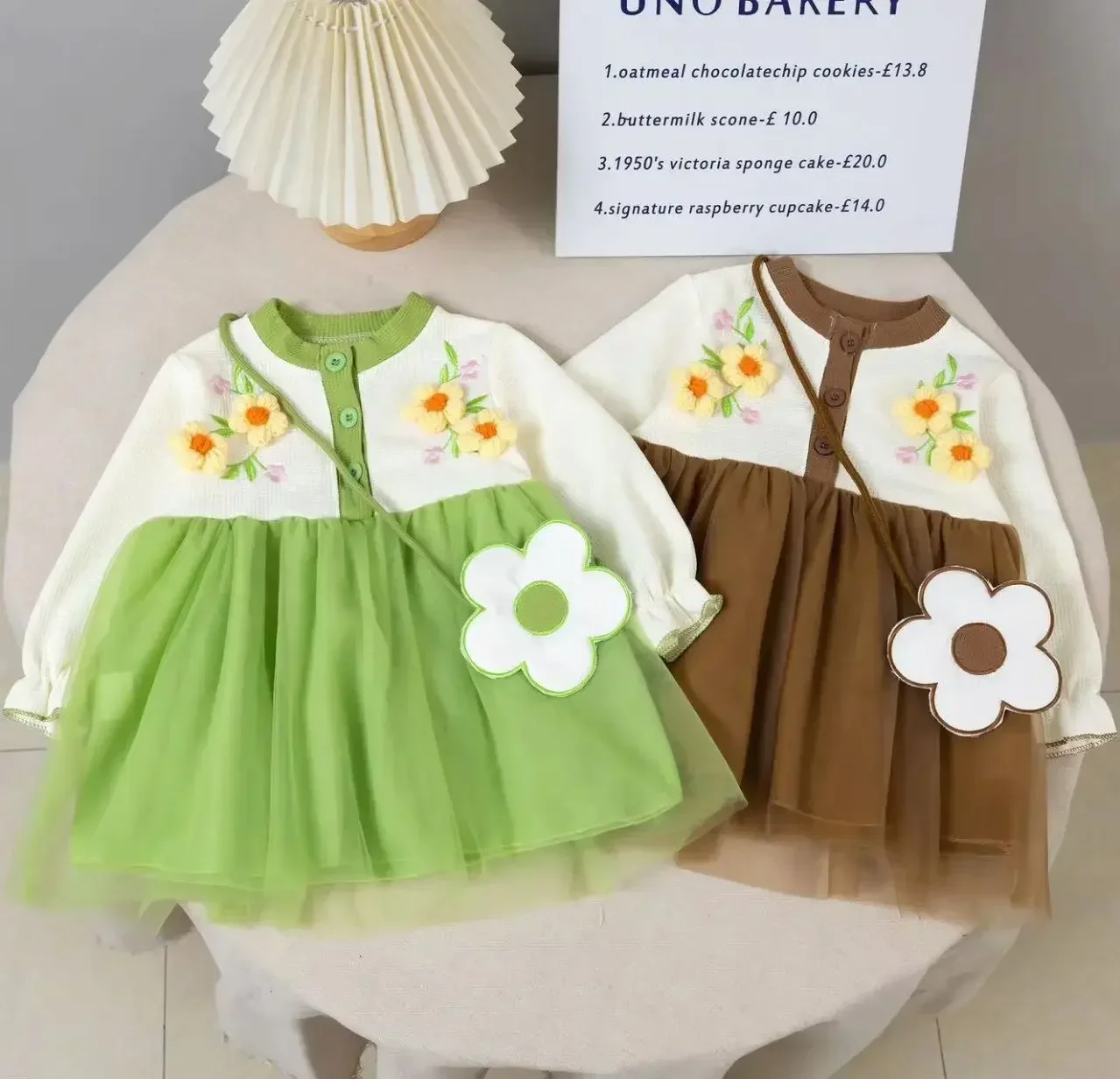 Платье длиной до колена из хлопка и полиэстера для девочек 1-2 лет с животным