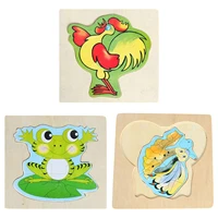 animal growth process wooden puzzle brain teasers game wooden toys for kids