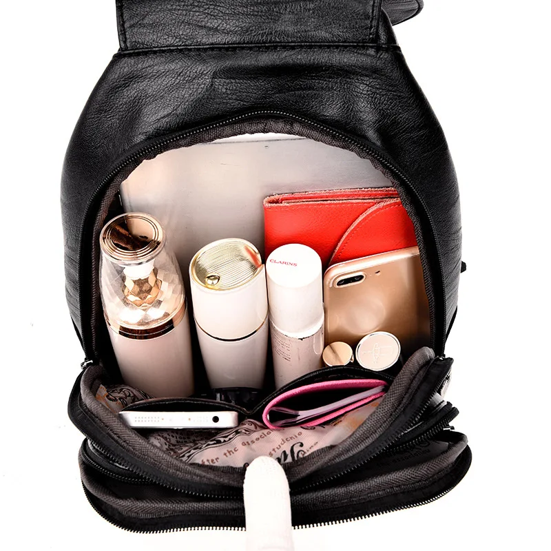 Hot Women Leather Backpacks Female Vintage Backpack for Teenage Girls School Chest Bag Travel Bagpack Ladies Sac A Dos Back Pack