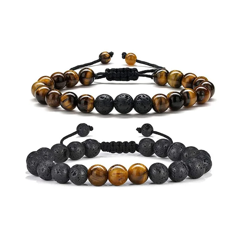 

Lava Rock Bracelets for Women Men Stress Relief Yoga Beads Tiger Eye Bracelet Lava Rock Aromatherapy Essential Oil Diffuser