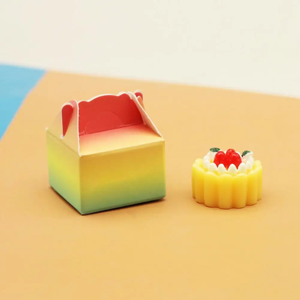 

Ingenious Fine Workmanship Colorful Play House Miniature Kitchen Food Model Toy Doll Boxed Cake Dollhouse Cake 1 Set