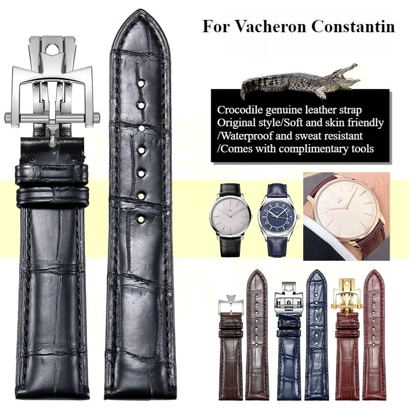 Фото Кожаный ремешок для часов Vacheron Constantin, ремешок из кожи аллигатора FIFTYSIX PATRIMONY TRADITIONNELLE, кожаный ремешок №1
