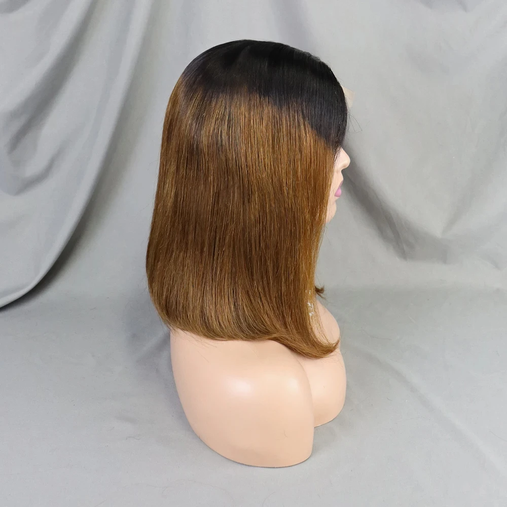 Прямые короткие парики боб плотностью 180% 12 дюймов на сетке 4 х4 1BT цвета