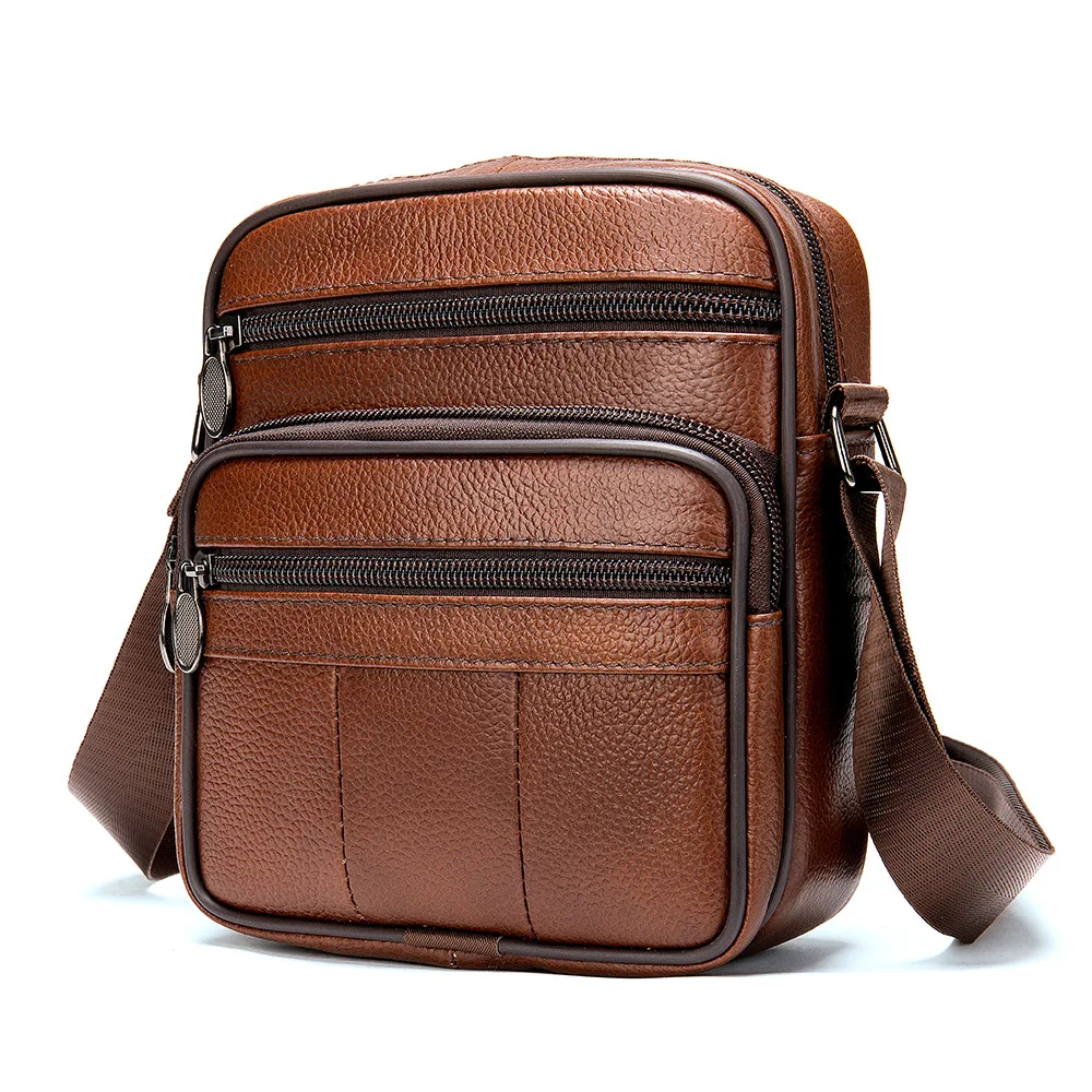 Men Small Shoulder Bags Genuine Leather Crossbody Cowhide Messenger Bags Handbags