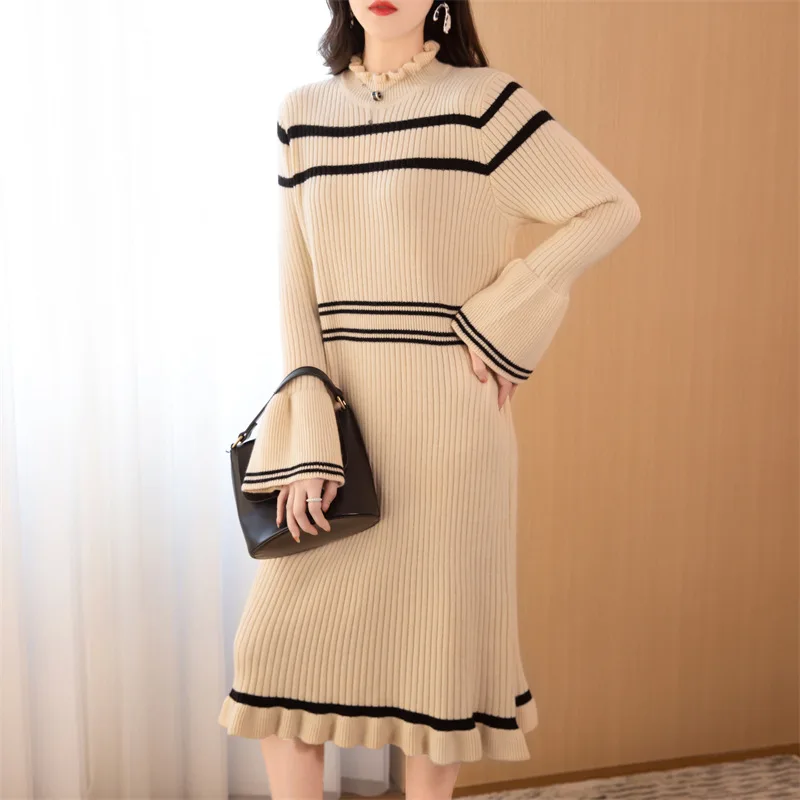 

Winter Fashion Dress Slim Knitted Sweater 2021 New Slim Dress