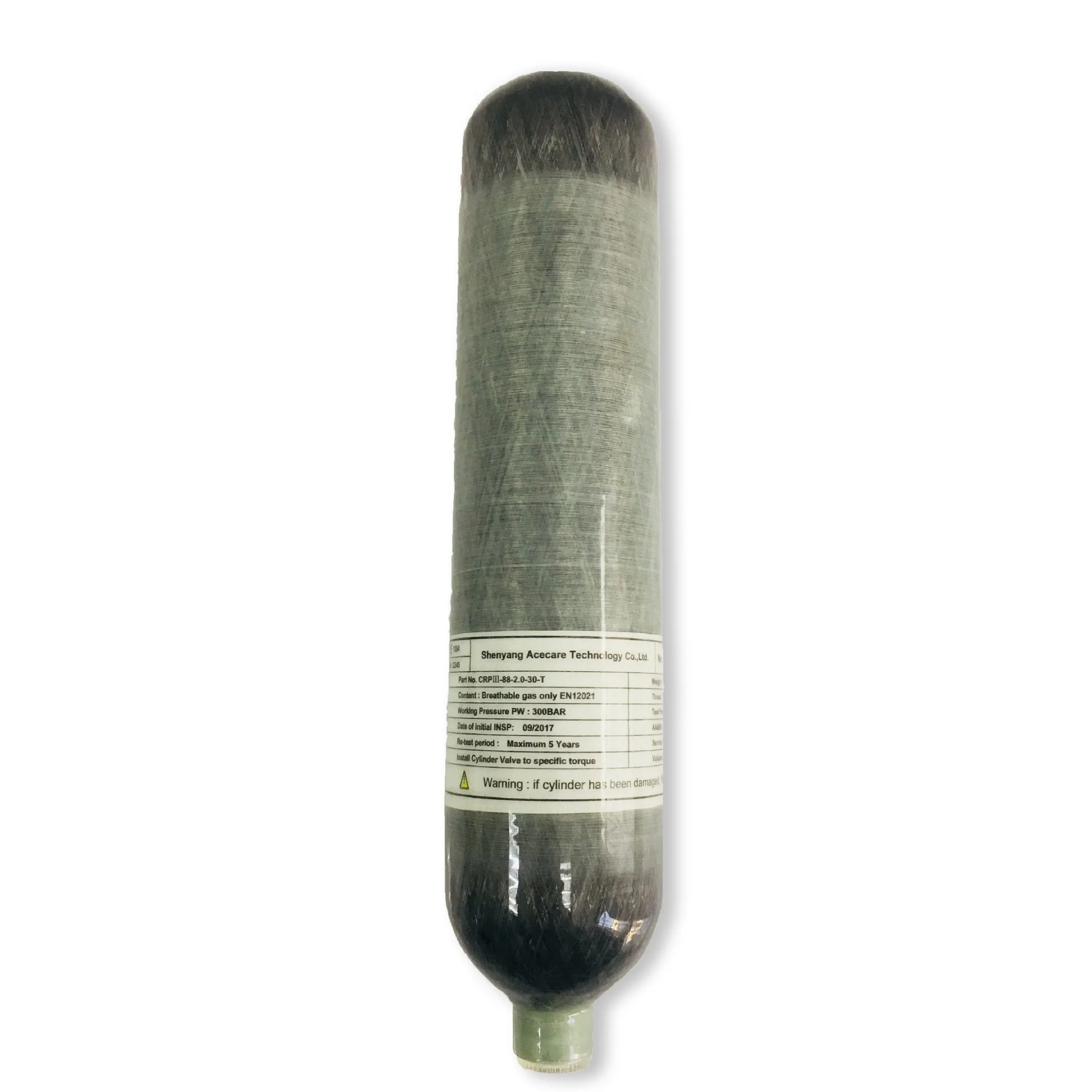 

Carbon Fiber Gas Cylinder 2L High Pressure 30mpa Aluminum Alloy Liner Glass Winding Fiber