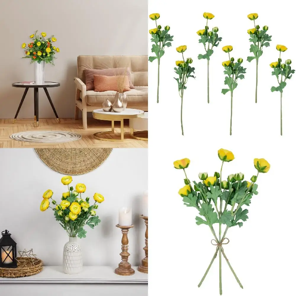 

Stylish Set of 6 21" Yellow Artificial Ranunculus Floral Sprays for Home Decoration