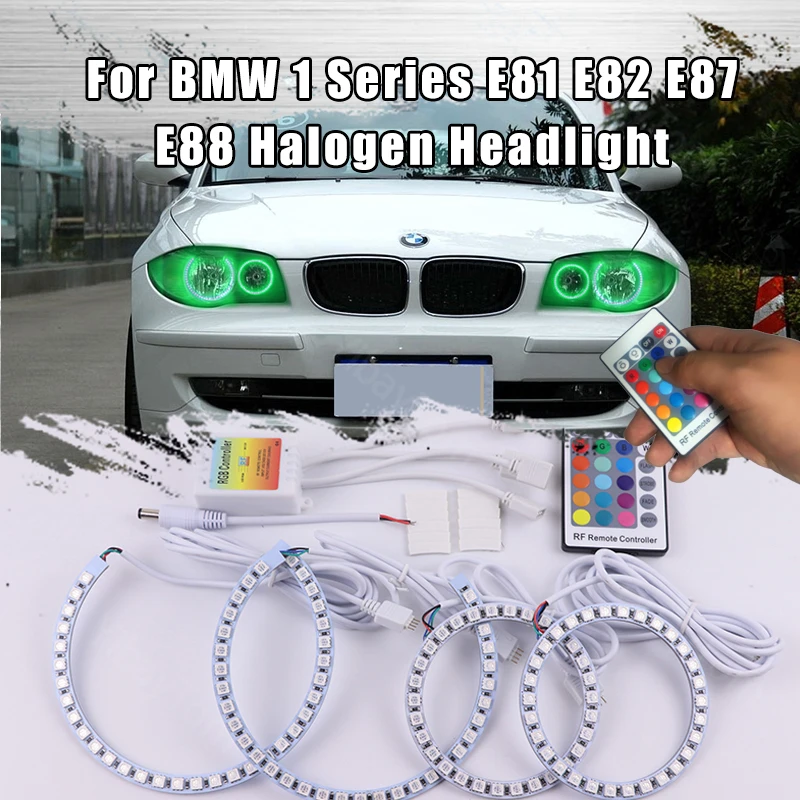 

Super Bright 16 Color RGB LED Angel Eyes Kit with A Remote Control Car Styling for BMW 1 E81 E82 E87 E88 Halogen Headlight