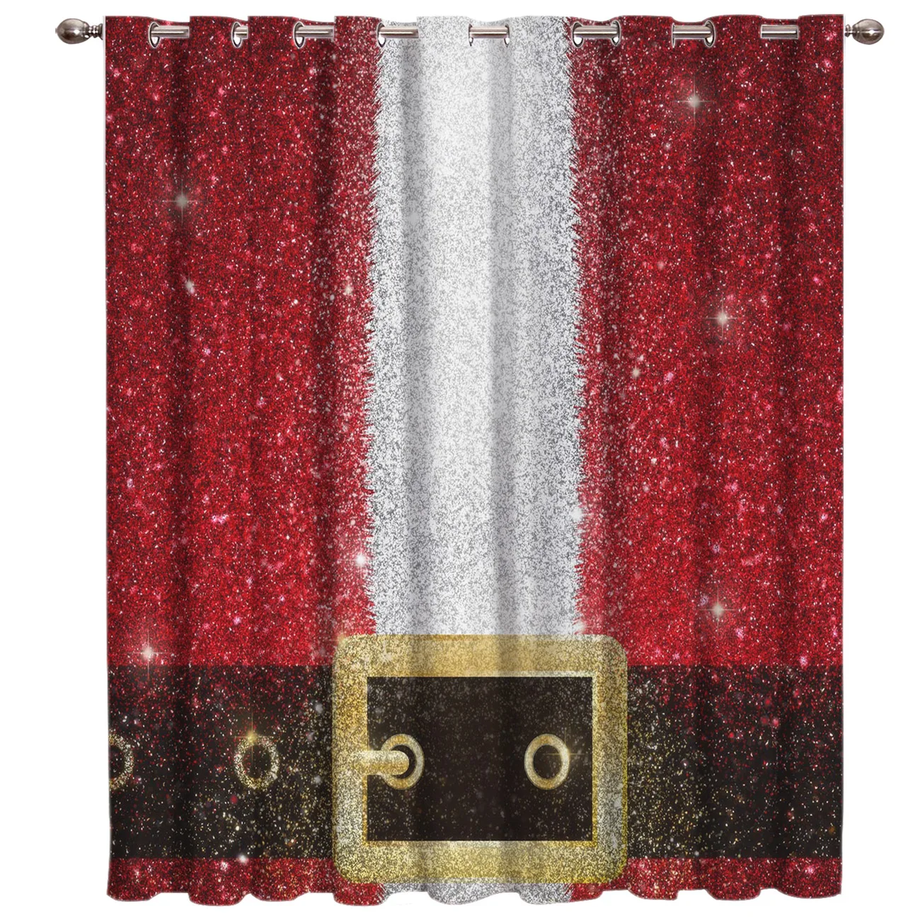 

Gold Red Belt Buckle Christmas Santa Celebration Window Curtains Living Room Curtain Rod Kitchen Drapes Fabric Home Decor