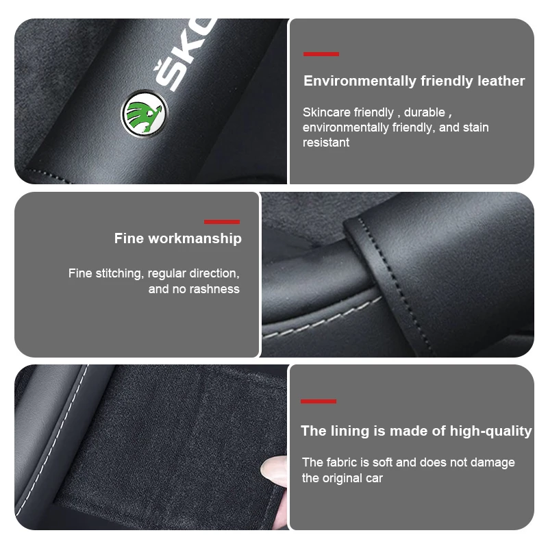 Фото Кожаные защитные накладки на ручки дверей и потолка для автомобилей Skoda: Roomster, Citigo, Enyaq, VisionS и их производные модели. Аксессуары для авто. №5