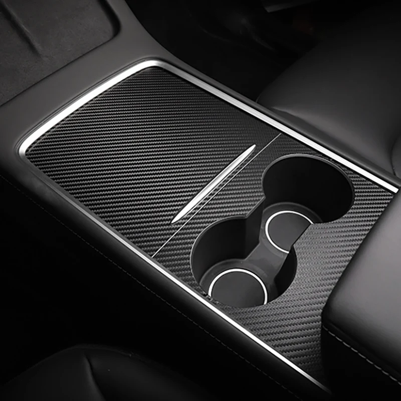 Car Leather Carbon Fiber Center Console Instrument Panel Protective Sticker Decoration Trim for Tesla Model 3 Y 2021 | Автомобили и