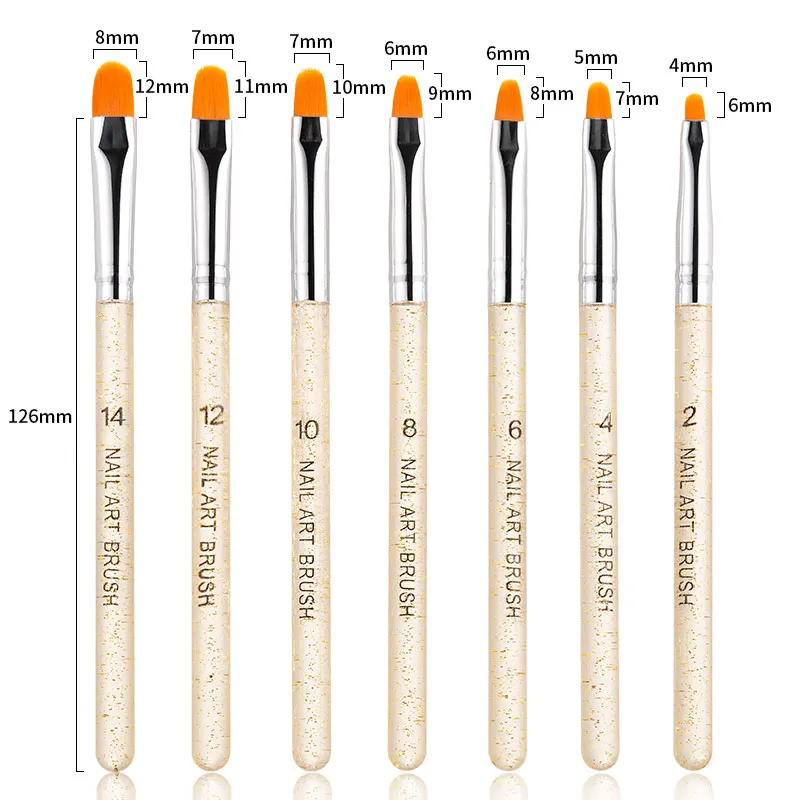 

7Pcs/set Professional Manicure UV Gel Brush Pen Transparent Acrylic Nail Art Painting Drawing Brush Phototherapy Tools