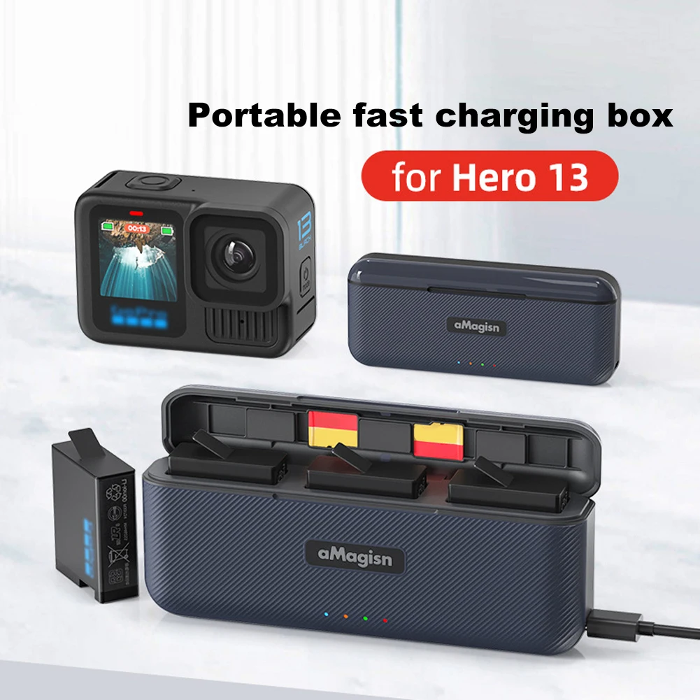 Зарядное устройство для быстрой зарядки с разъемами Micro SD и кабелем типа C GoPro Hero 13