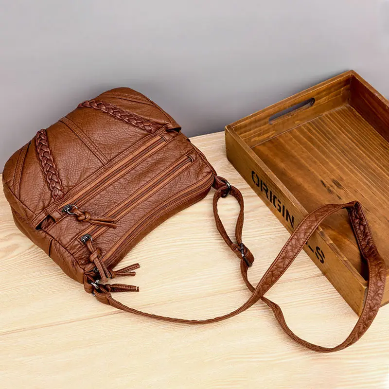 Vintage Simple Women Shoulder Bags Small Handbag Crossbody Phone Purse Pack Soft PU Leather Square Messenger Capacity Bags Flaps