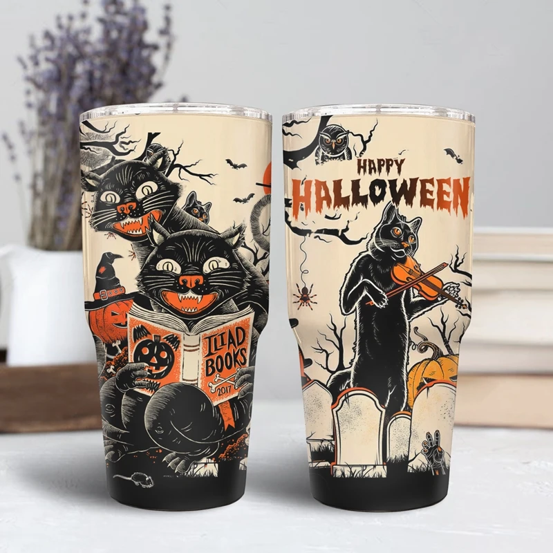 

Подарок на Хэллоуин, кружка из нержавеющей стали, термос, кружка для кофе и пива для улицы, дома и офиса, вакуумная изоляционная бутылка для в...