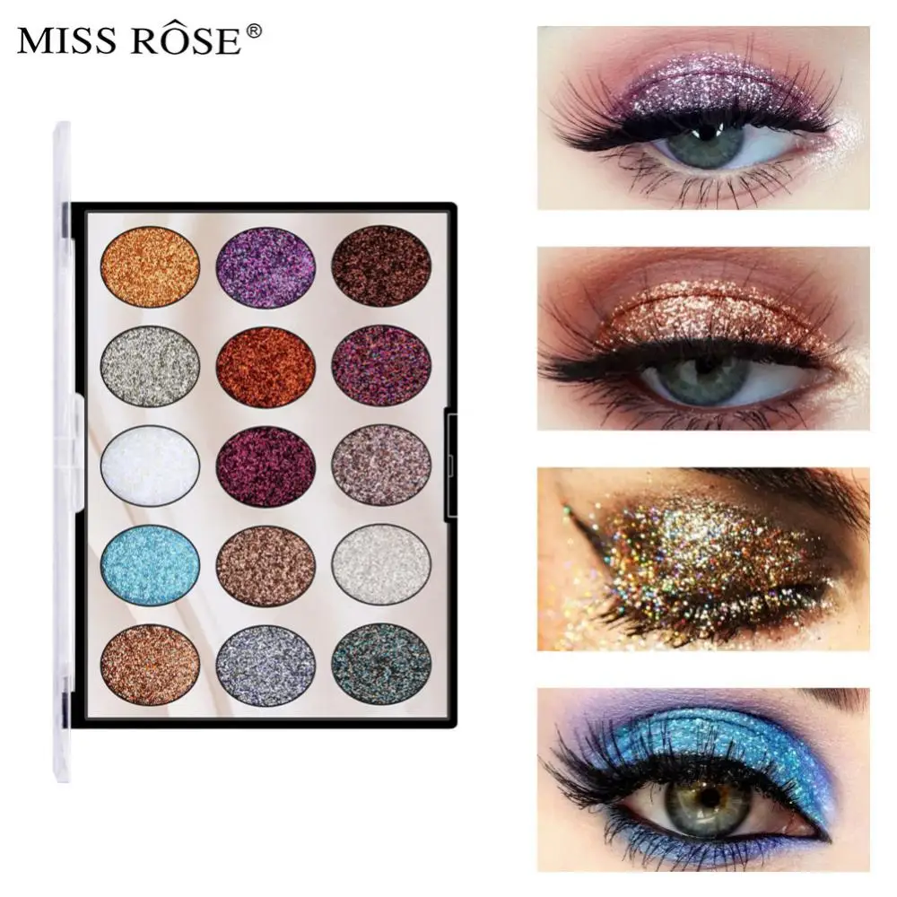 

Палетка теней для век Miss Rose, сценический макияж, блестящие Сияющие тени для век, набор для макияжа, 15 цветов