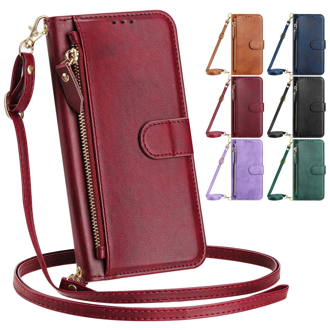 Case For Boost MobIle Summit5 Celero 5G 2024 3 SC Docala Chain Leather Plain Insertion Phone Cover