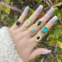 2022 new bohemian womens ring colorful natural stones stainless steel tarnish free jewelry for women wedding ring gifts