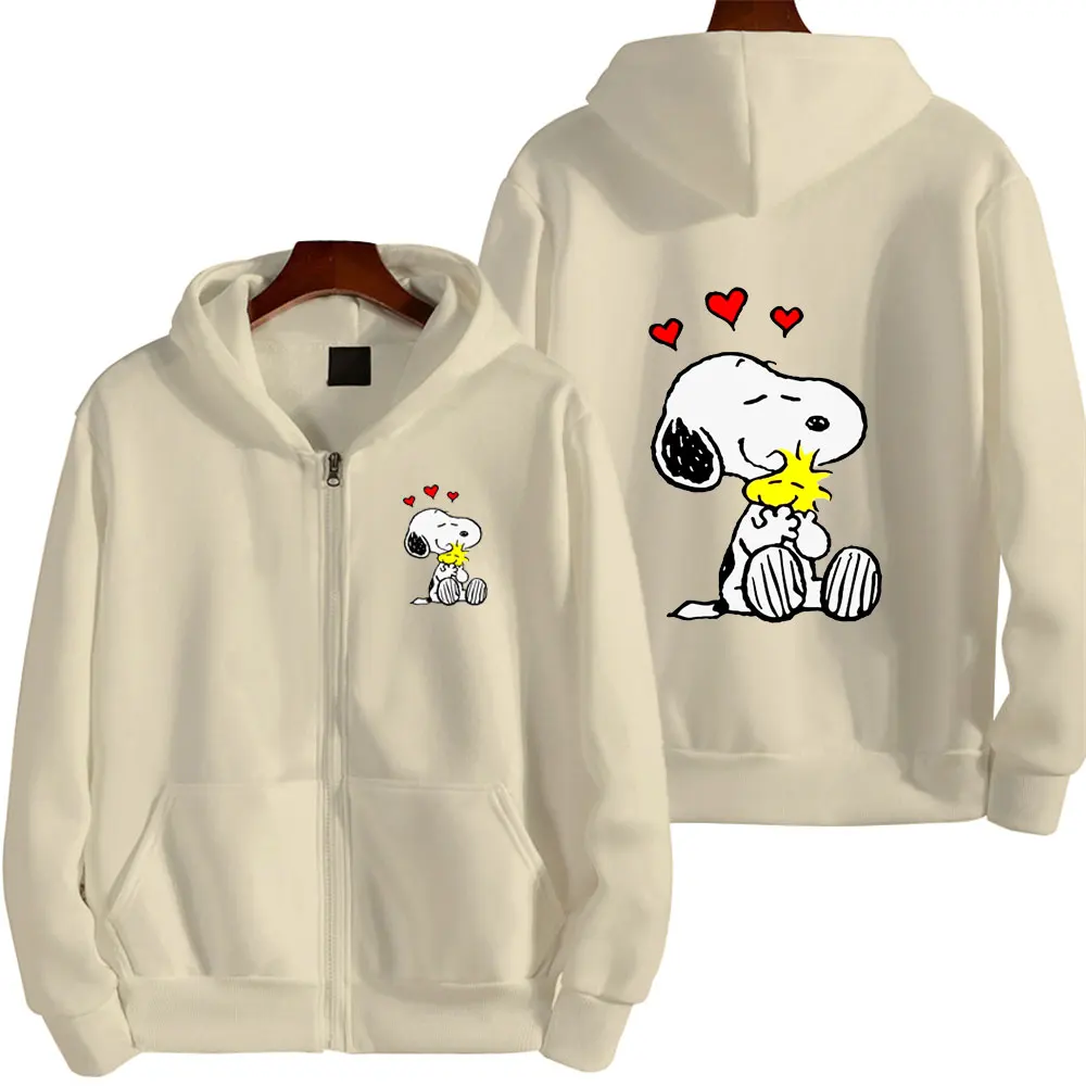 Куртка с капюшоном Snoopy для женщин и мужчин Повседневная Толстовка рисунком аниме