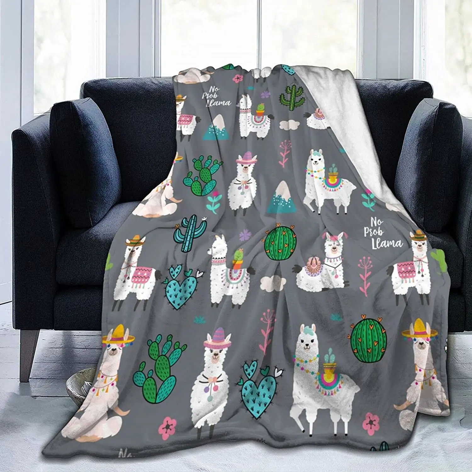 

Alpaca Soft Warm Throw Blanket Lightweight Flannel Fleece Bed Blanket Gift for Adults Or Pet Chair Couch Microfiber Blankets