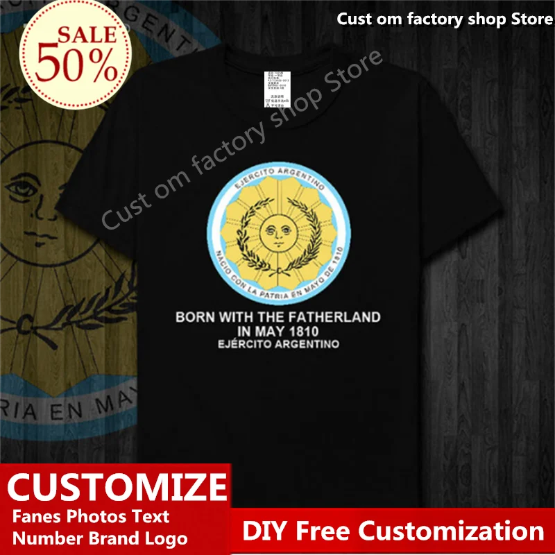 

Argentina Army Military Cotton T shirt Custom Jersey Fans DIY Name Number LOGO Tshirt Fashion Hip Hop Loose Casual T-shirt