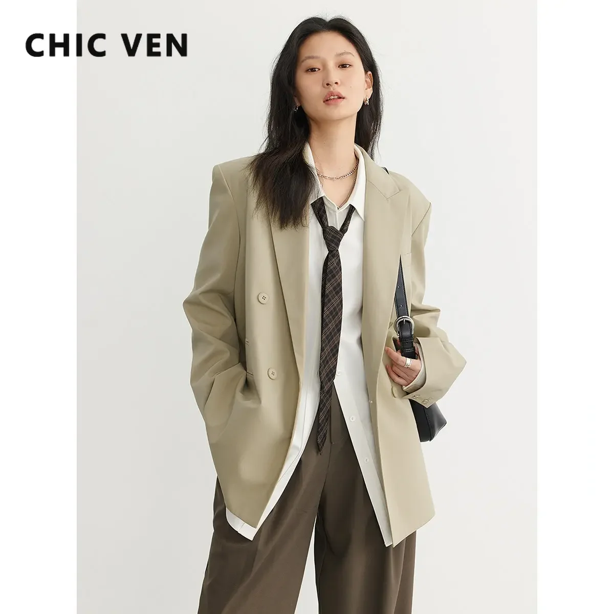 Женский пиджак CHIC VEN из полиэстера и шелка | AliExpress
