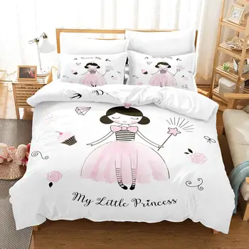 Set chăn ga gối nệm hình hoạt hình cô gái nhảy Ballet vải Polyester Chăn Drap Gối goiluoi.com