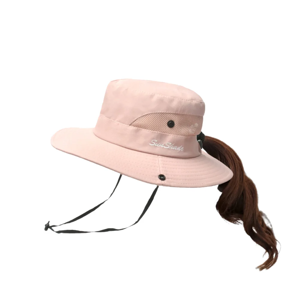 

Summer Ponytail Hat For Women UV UPF Wide Brim Sun Hat Hiking Fishing Boonie Hat Women's Sun Hat Fisherman's Hat Boonie Hat