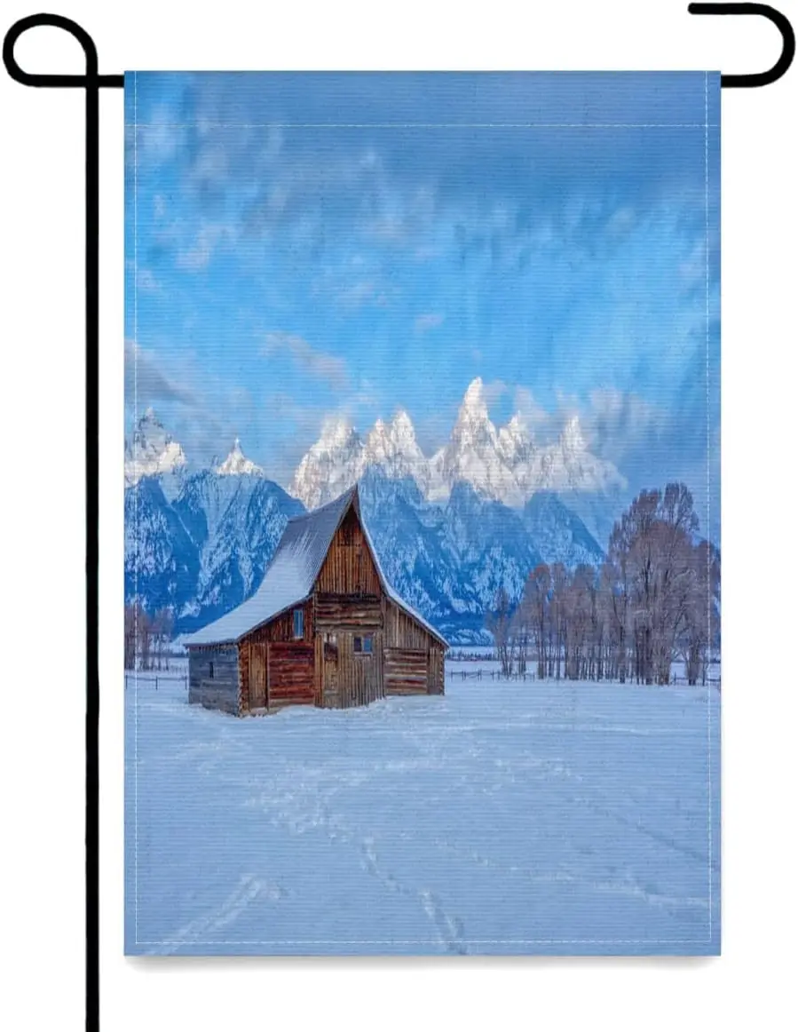Зимний садовый флаг праздничный брошенный сарай Moulton мормонский ряд восход