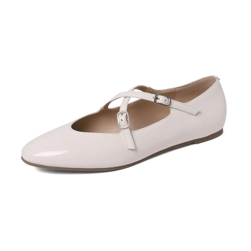 French Silver Mary Jane Women's 2022 Summer New Flat Bottom Temperament Ballet Shoes Cross Strap Grandma Shoes
