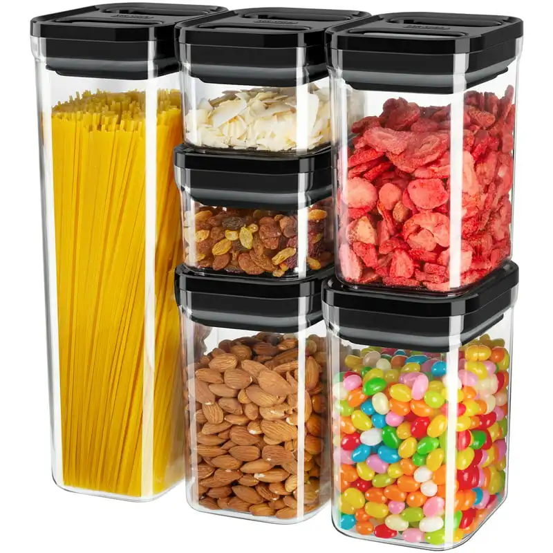 

Attractive Black Airtight Food Storage Containers Set - BPA Free, Perfect for Sealing Spaghetti, Cereal, Pasta and Other Kitchen