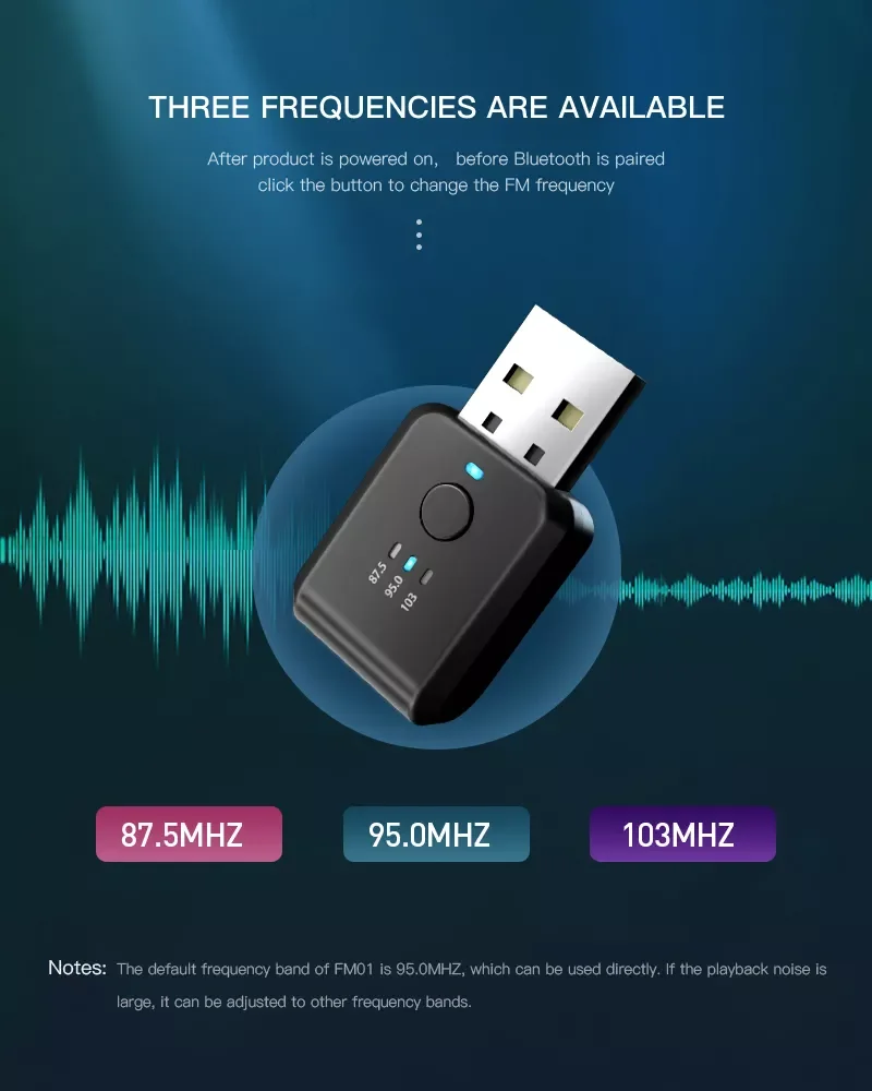 

Bluetooth 5.0 FM Transmitter Modulator Wireless Handsfree Audio Receiver Auto Mini Music USB Car Accessories No Delay/Noise