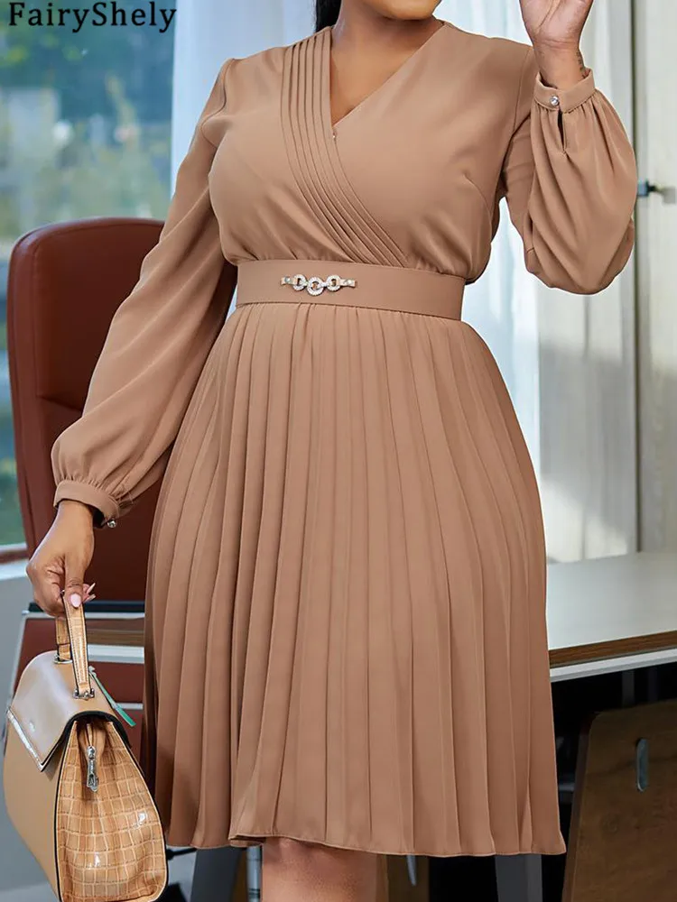 FairyShely весна 2024 однотонное женское платье со складками женские большие платья с