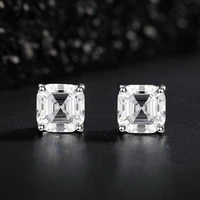 new s925 sterling silver jewelry fashion simple earrings high carbon diamond 77 square earrings womens wholesale