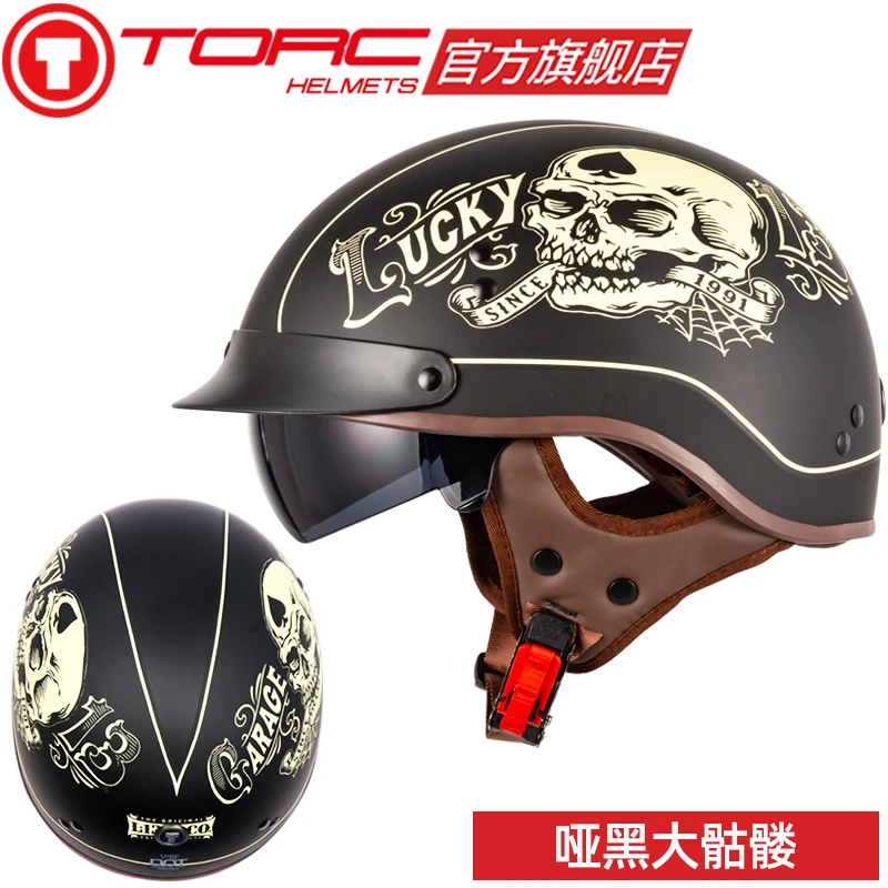 

TORC New Arrival Vintage Half Face Motorcycle Helmet Casco Casque Moto Retro Helmets With Inner Sun Visor t55 fa