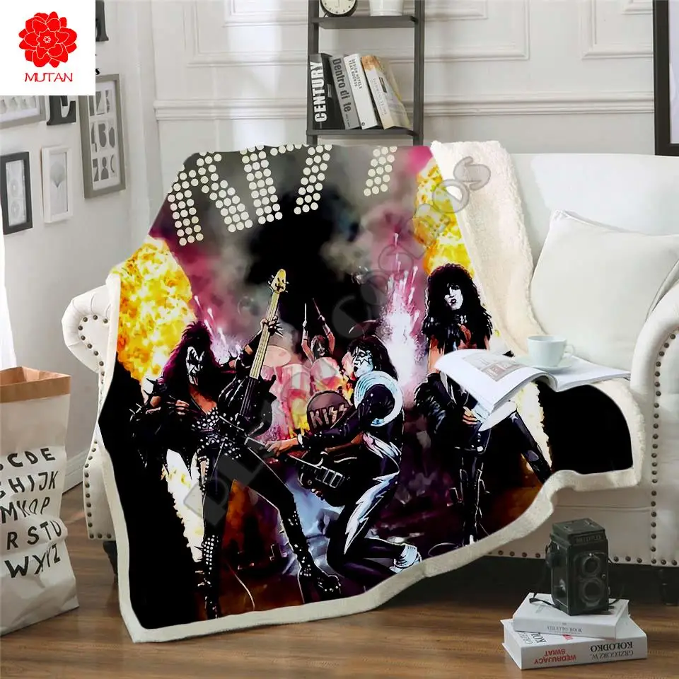 Новое одеяло KISS Rock &amp Roll All Nite вечерние 3D из шерпы с принтом на кровати домашний