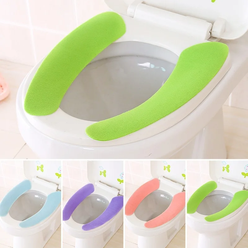 

4Pcs/2Pair Portable Reusable Warm Soft Toilet Seat Cushions Washable Paste Type Toilet Cushion Bathroom Fitting Household Supply