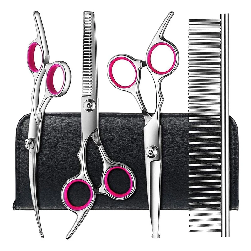 

Pet Grooming Scissors Set with Safety Round Tip Cat Dog Hair Cutting Tool Dog Grooming Scissors Kit for Dog Cat Hair Care