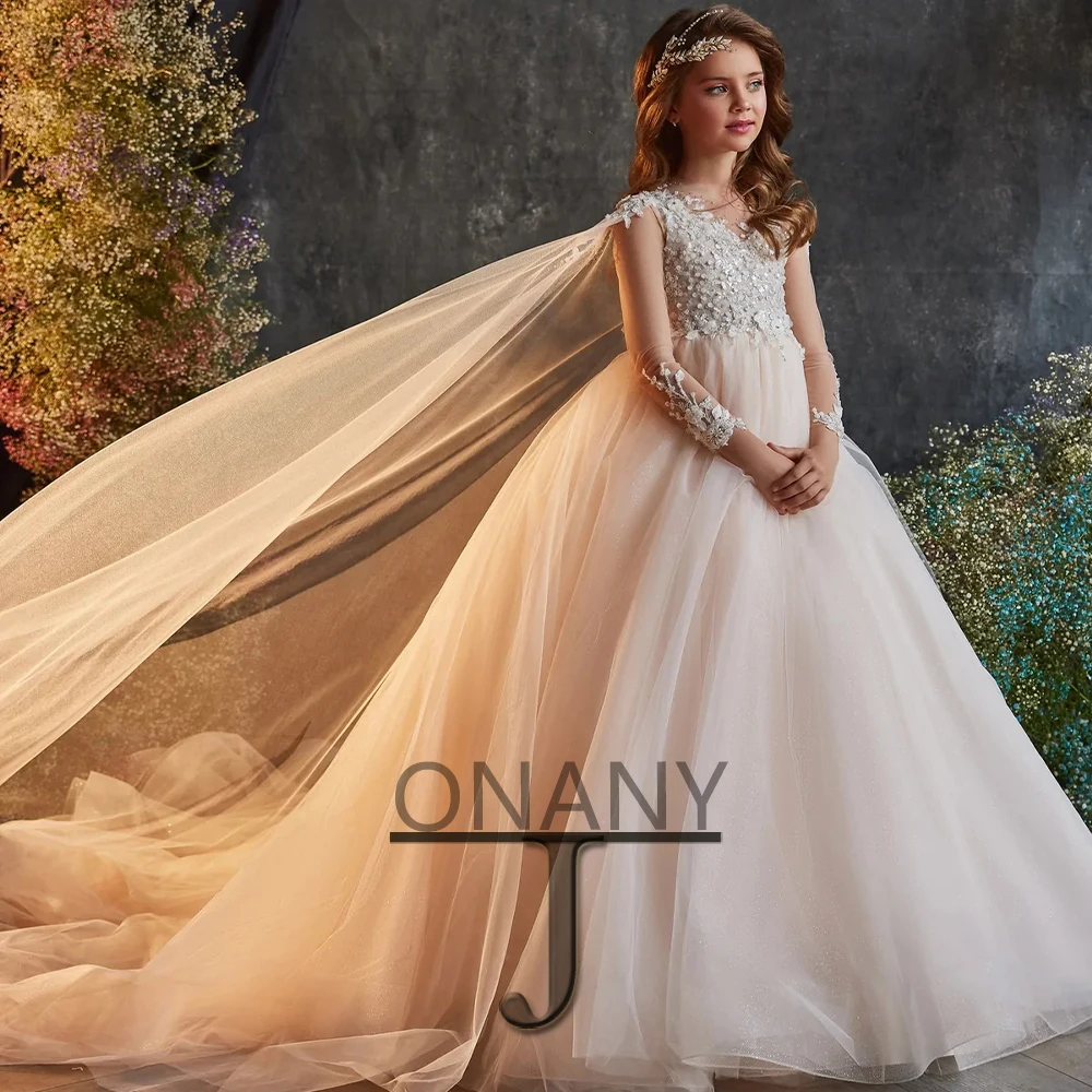 

JONANY, простое Цветочное платье для девочек, ТРАПЕЦИЕВИДНОЕ женское платье с цветами, персонализированное бальное платье для маленькой принцессы