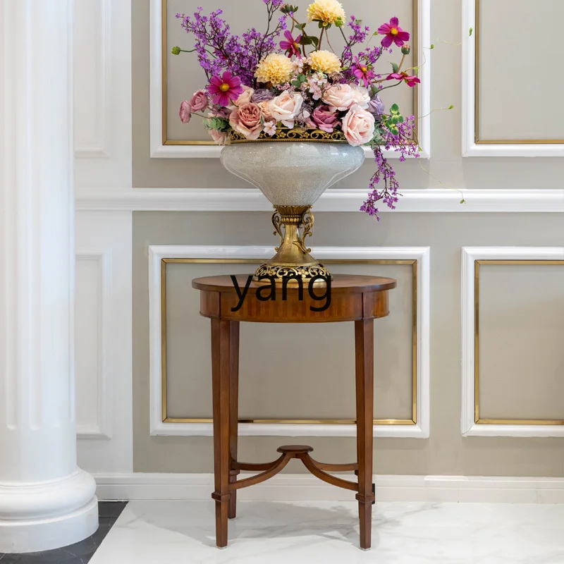 LT китайский ретро паркет из цельного дерева коричневый узор овальный уголок