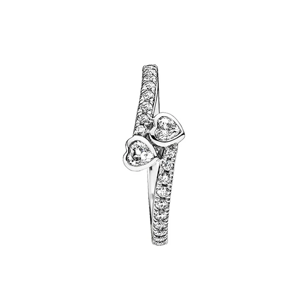 Pandora-Deux Coeurs de Rotterdam pour Femme, Bague Couple Keepplex, Bijoux Fantaisie, Argent S925, Doux et Romantique, Cadeau Original 2