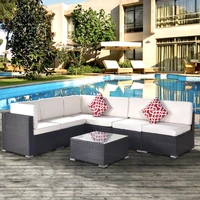 Garden Patio Furniture 7-piece PE Rattan Wicker Sectional Cushioned Sofa Sets Free Dropshipping Outdoor Sofa Type Appearance
